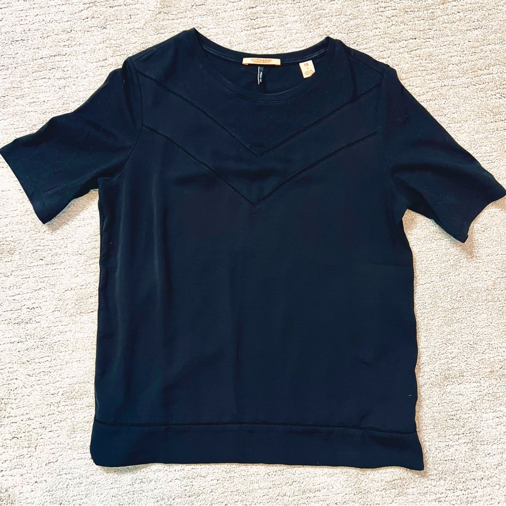 2/$20 - Scotch and Soda Black Tshirt Blouse Sheer Details